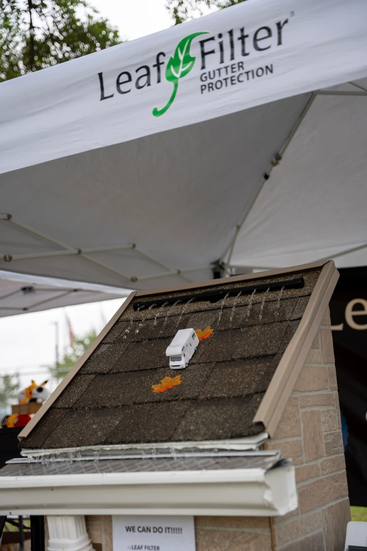 The LeafFilter canopy and product display.