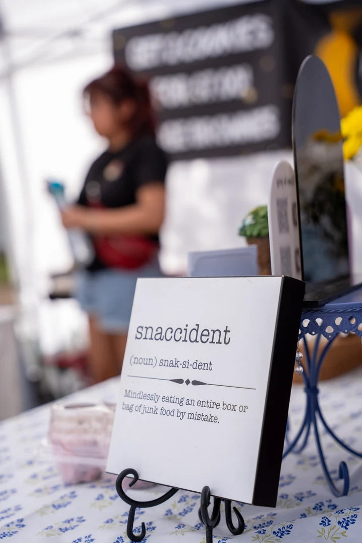 An information card displayed on a vendor table.